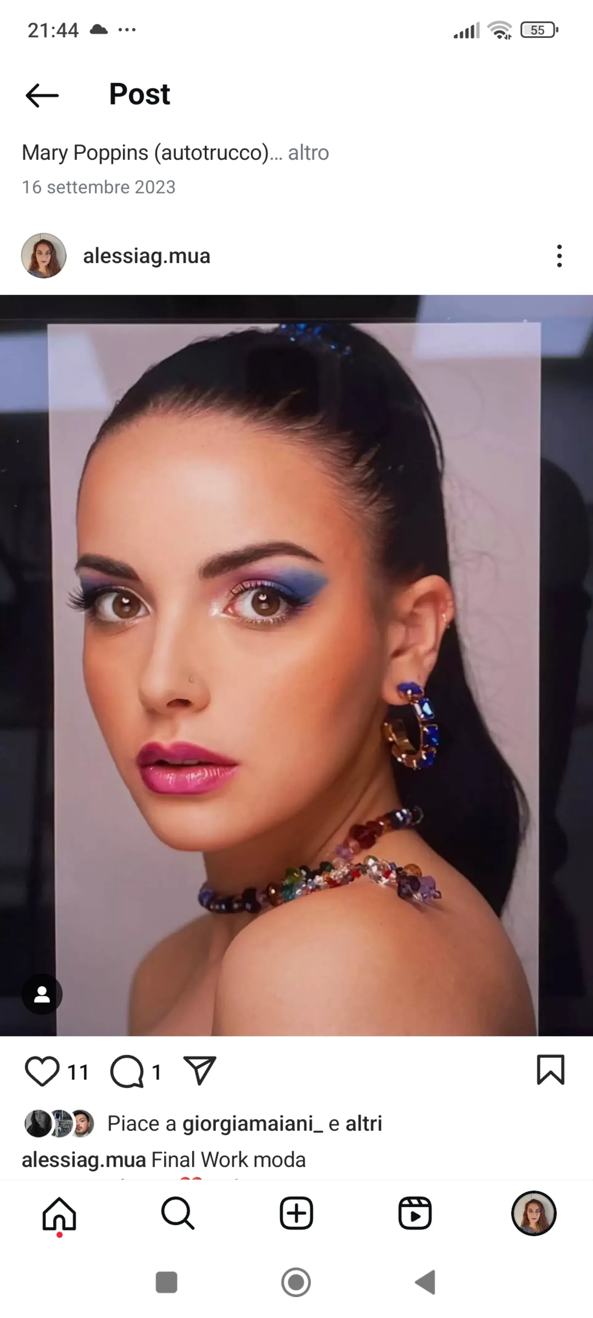 Lavoro di make-up 1 realizzato da Alessia  Giangiulio 